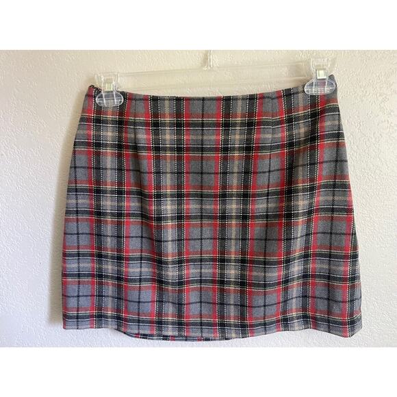 Y2K Vintage Grunge Plaid Wool Mini Skirt Size 6 Made in Italy Academia - Picture 3 of 8